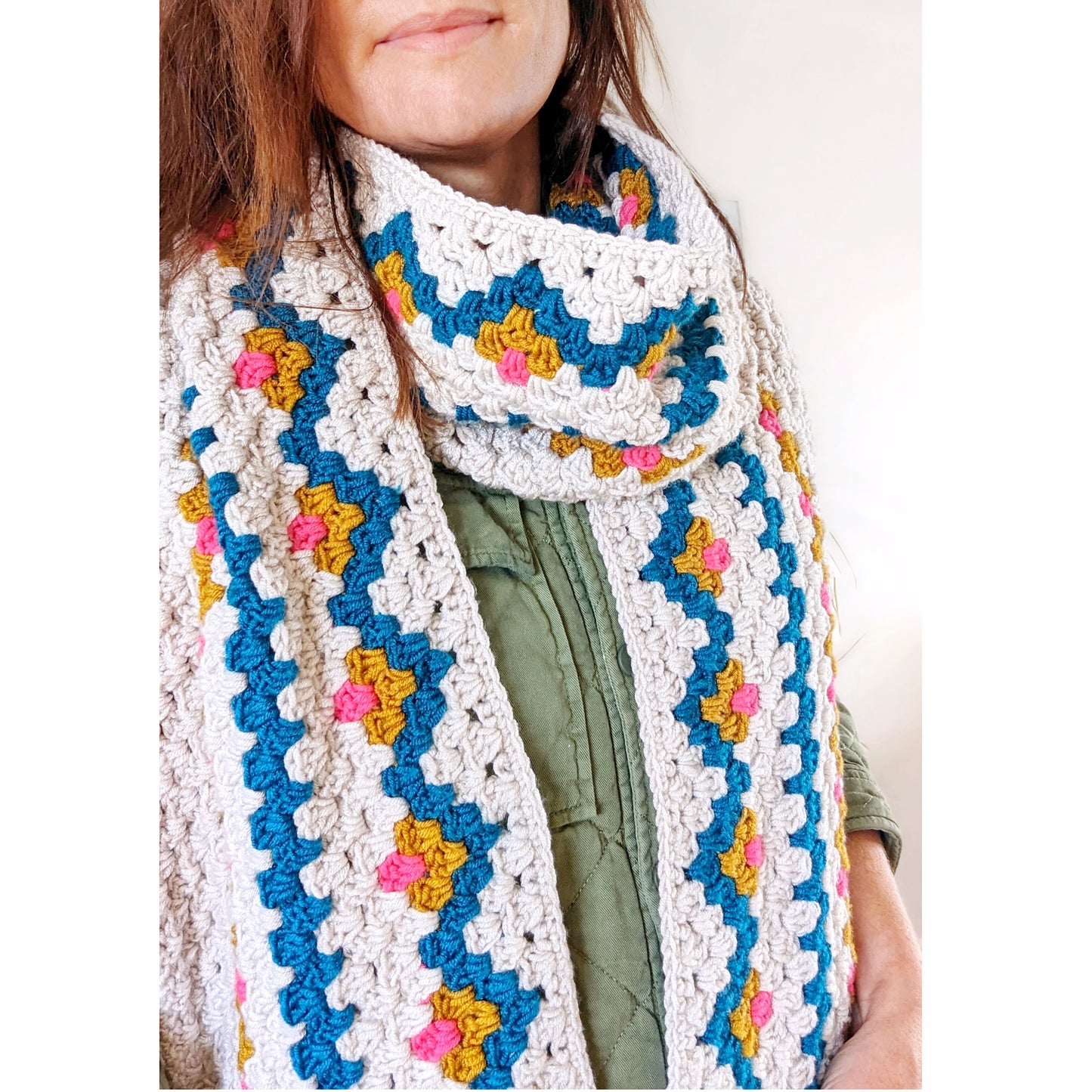 Boho Granny Scarf crochet pattern - Downloadable PDF