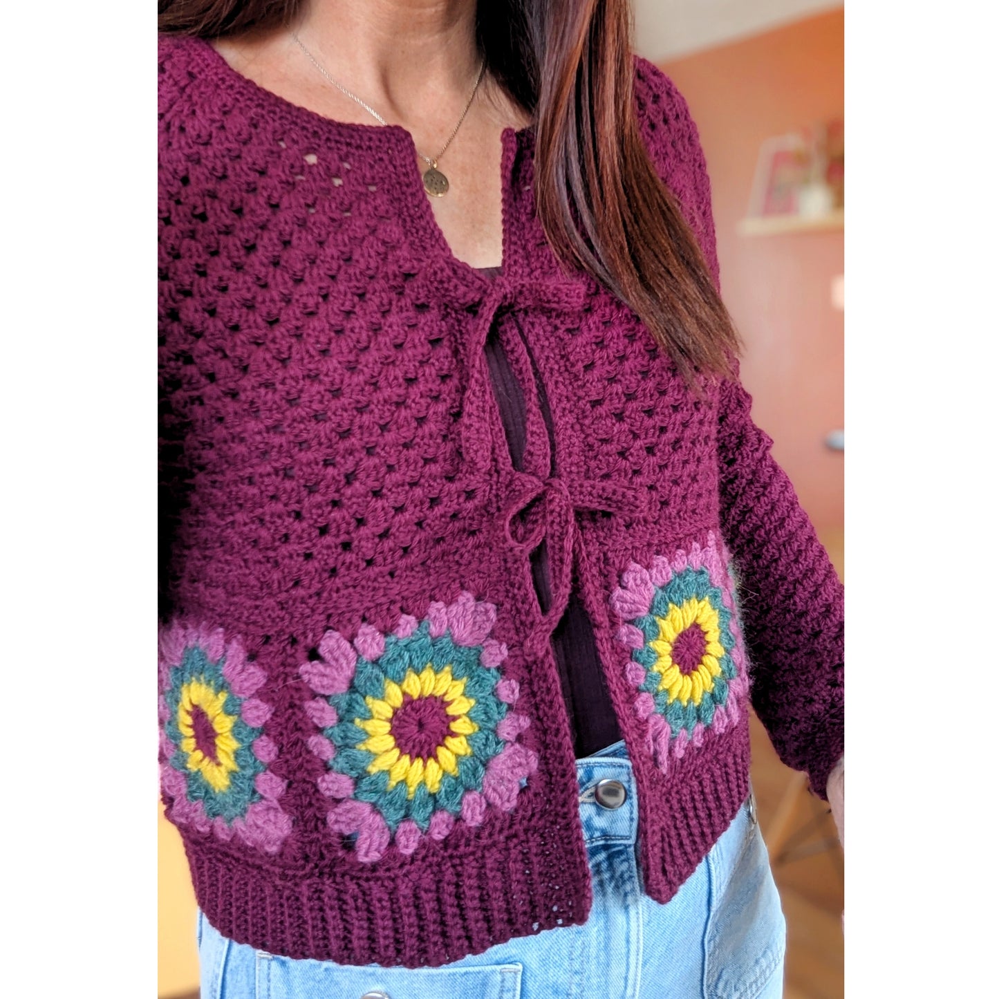 Tutorial for adding granny squares to your Granny Go Round cardigan