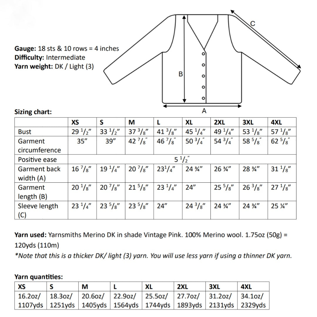 Lunar cardigan crochet pattern - Downloadable PDF