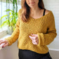 V neck slouchy jumper crochet pattern - downloadable PDF