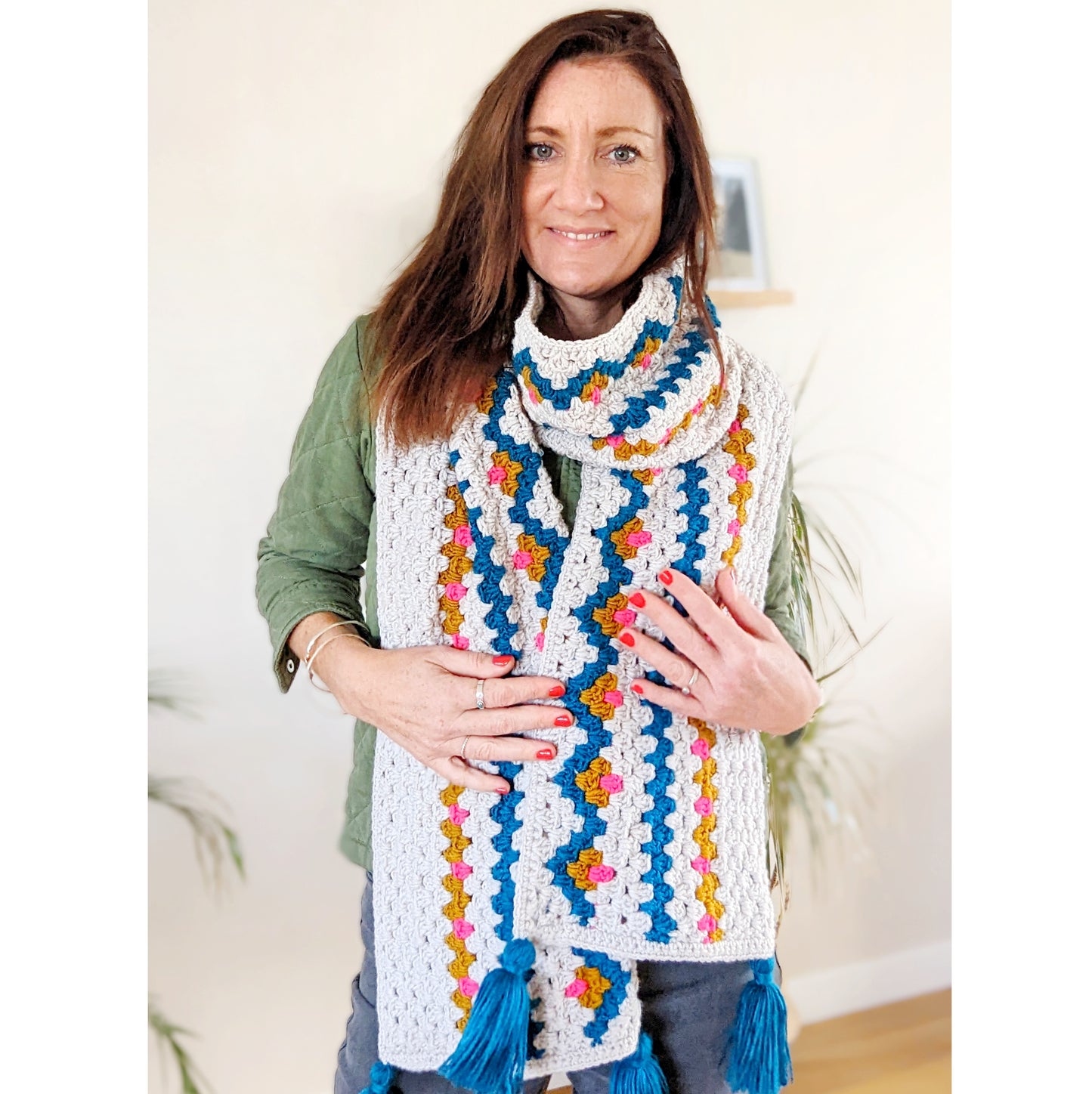 Boho Granny Scarf crochet pattern - Downloadable PDF