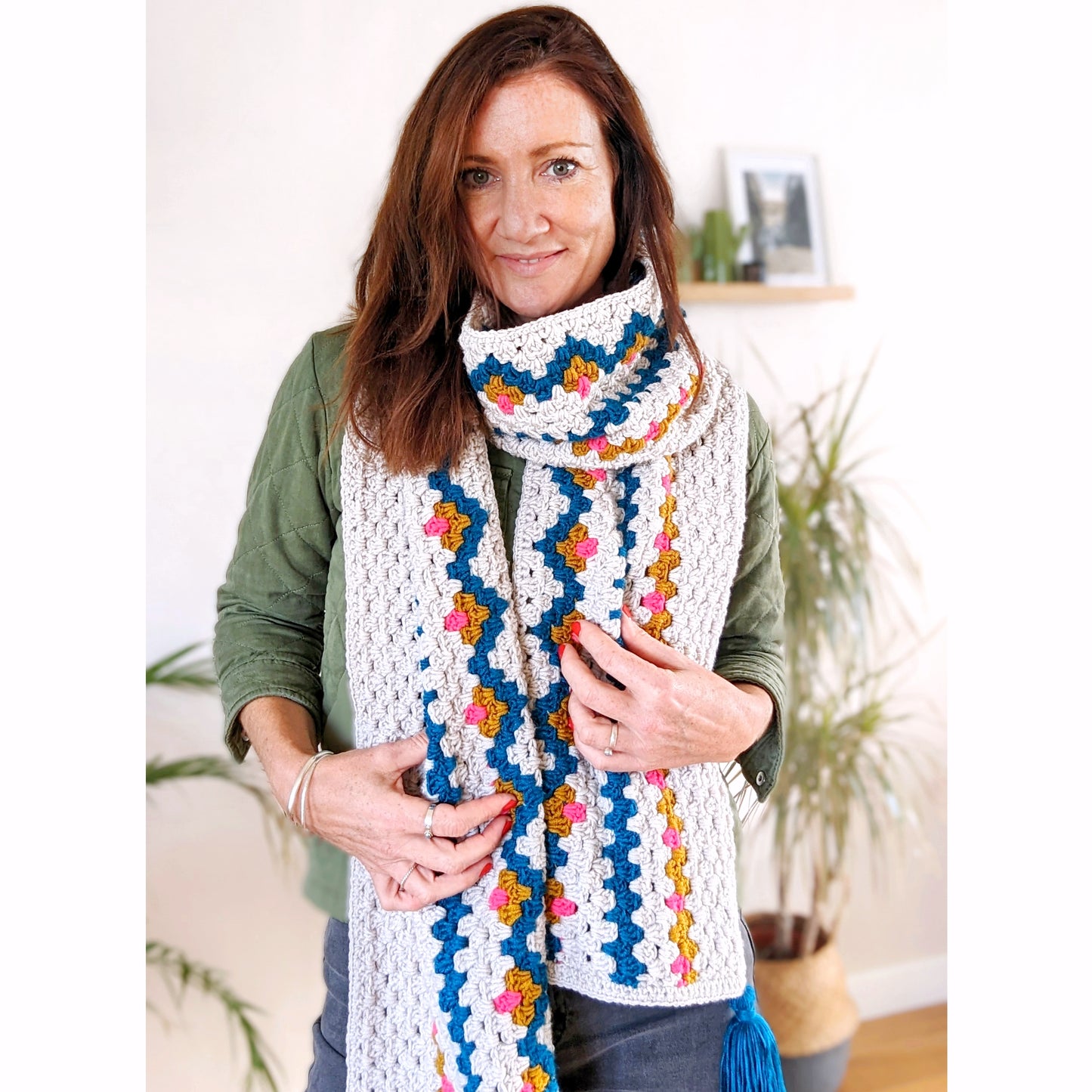 Boho Granny Scarf crochet pattern - Downloadable PDF