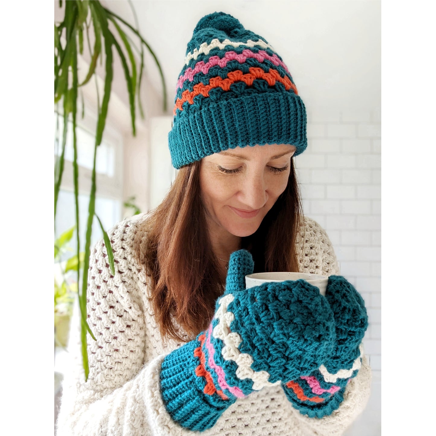 Colour Pop Beanie & Mittens crochet pattern - Downloadable PDF