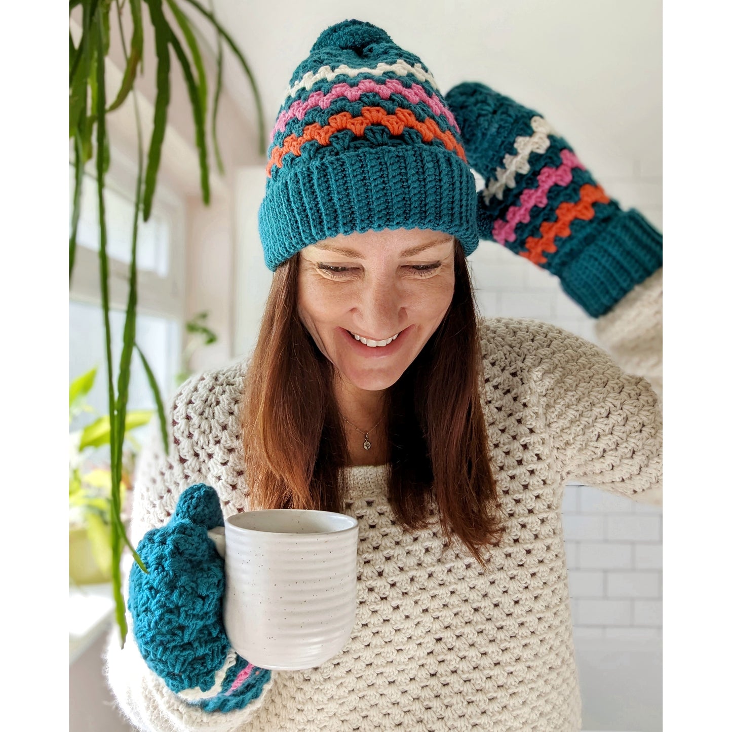 Colour Pop Beanie & Mittens crochet pattern - Downloadable PDF