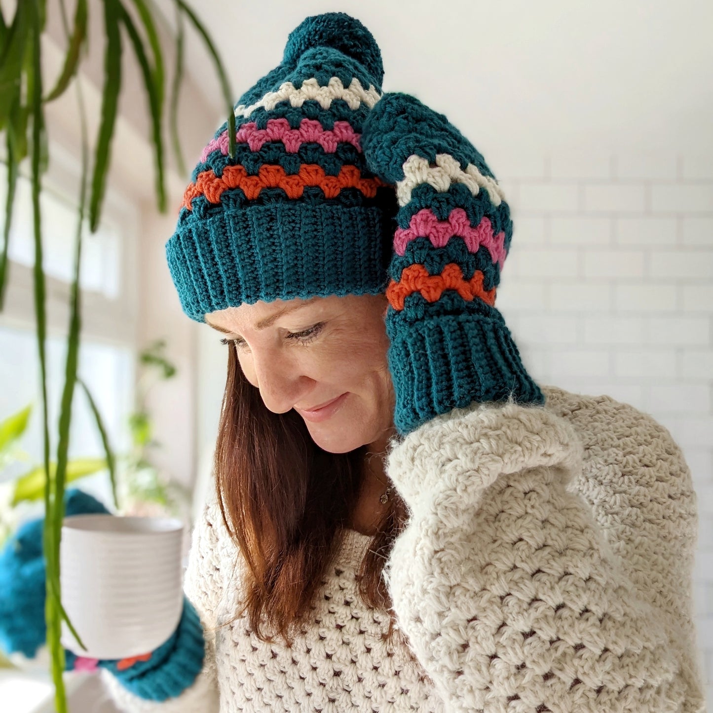 Colour Pop Beanie & Mittens crochet pattern - Downloadable PDF