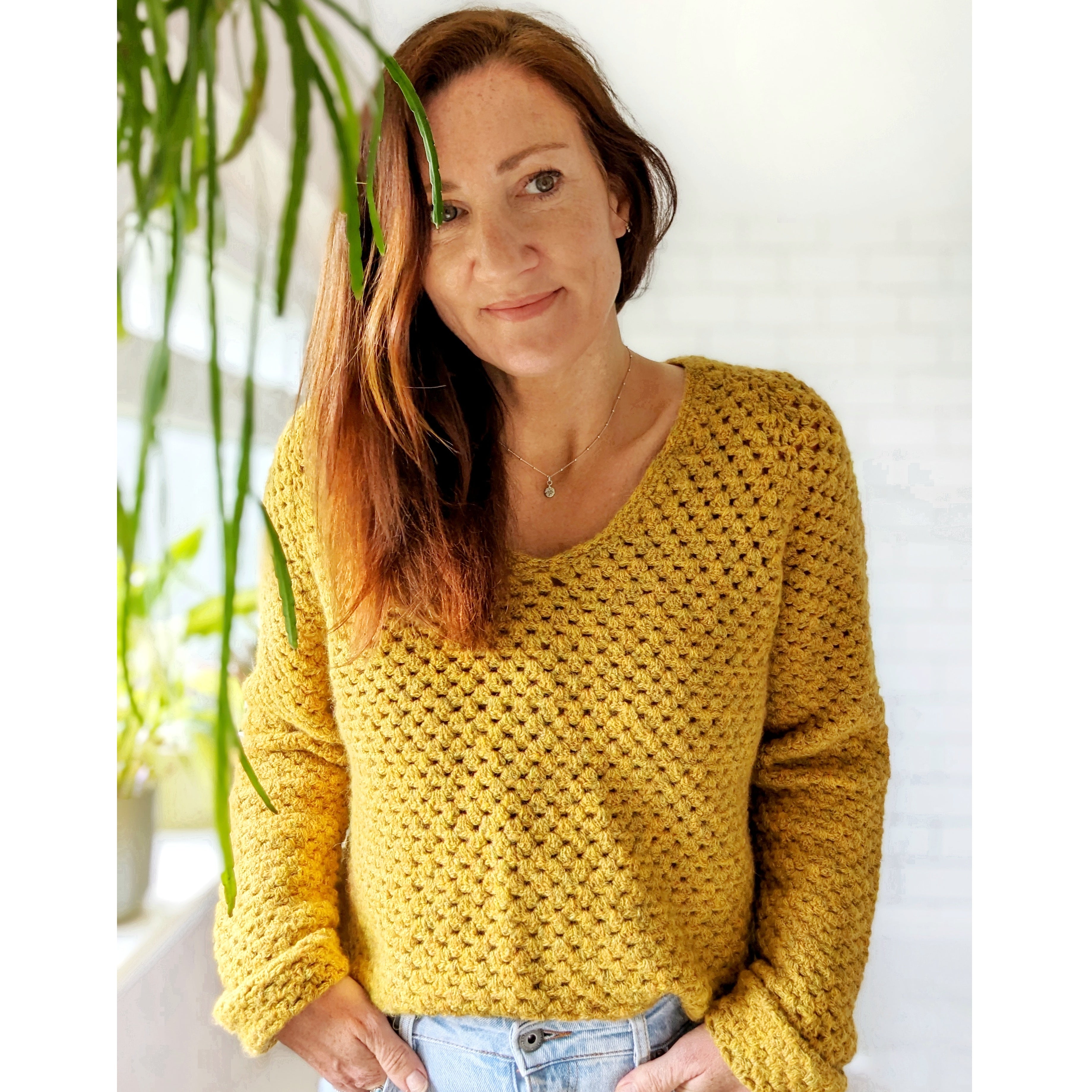 V neck slouchy jumper crochet pattern downloadable PDF