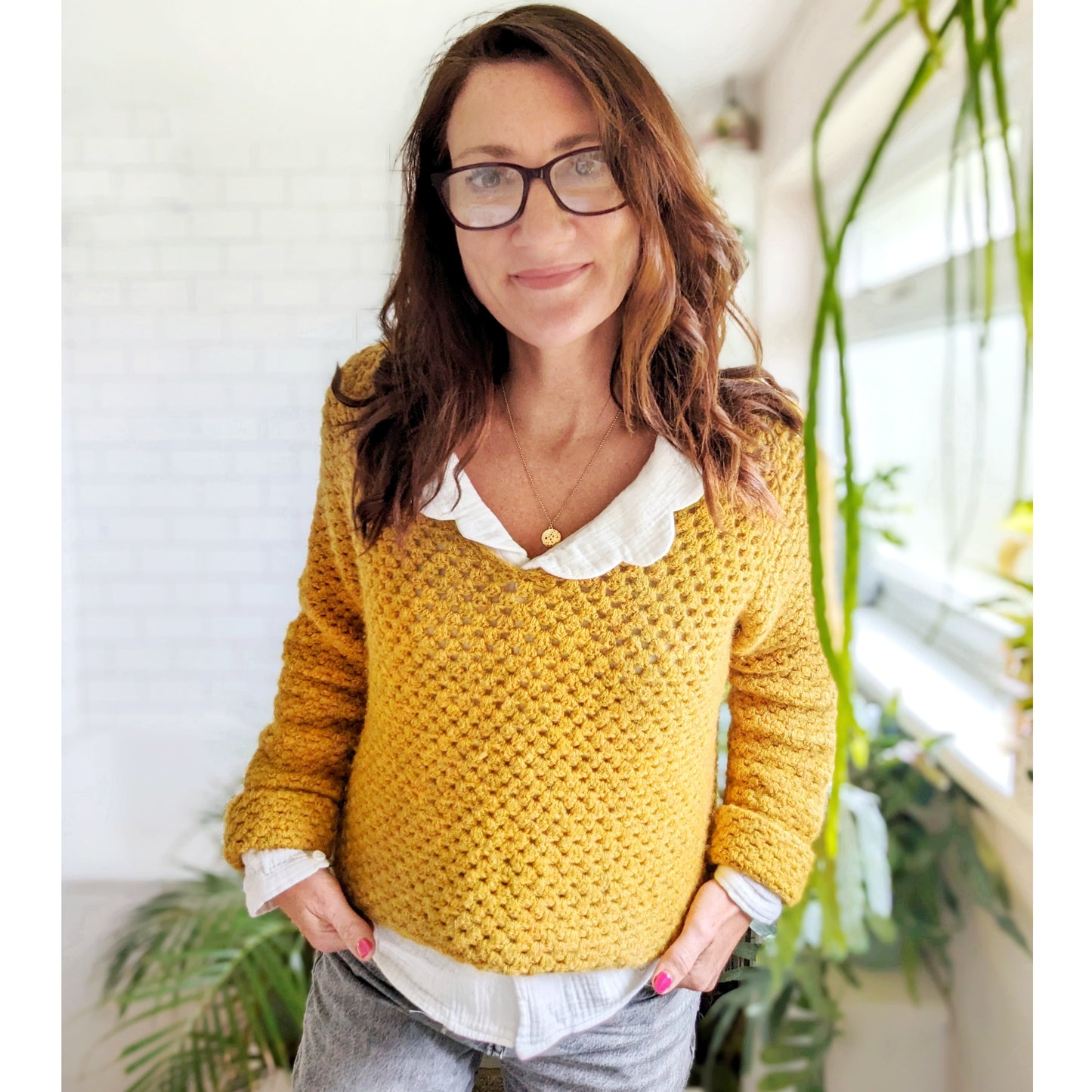 V neck slouchy jumper crochet pattern - downloadable PDF