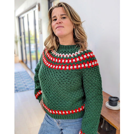 Festive Granny jumper crochet pattern - Downloadable PDF