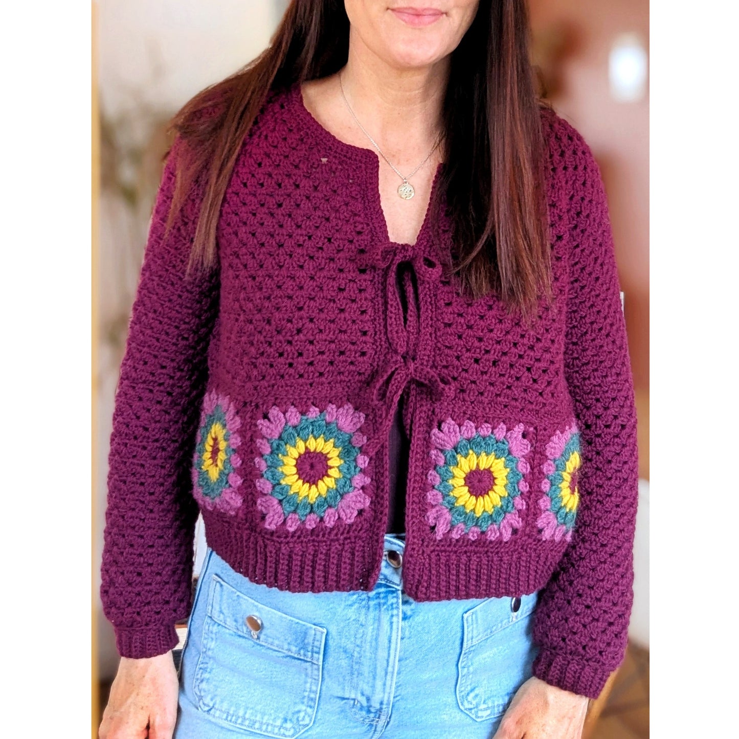 Tutorial for adding granny squares to your Granny Go Round cardigan