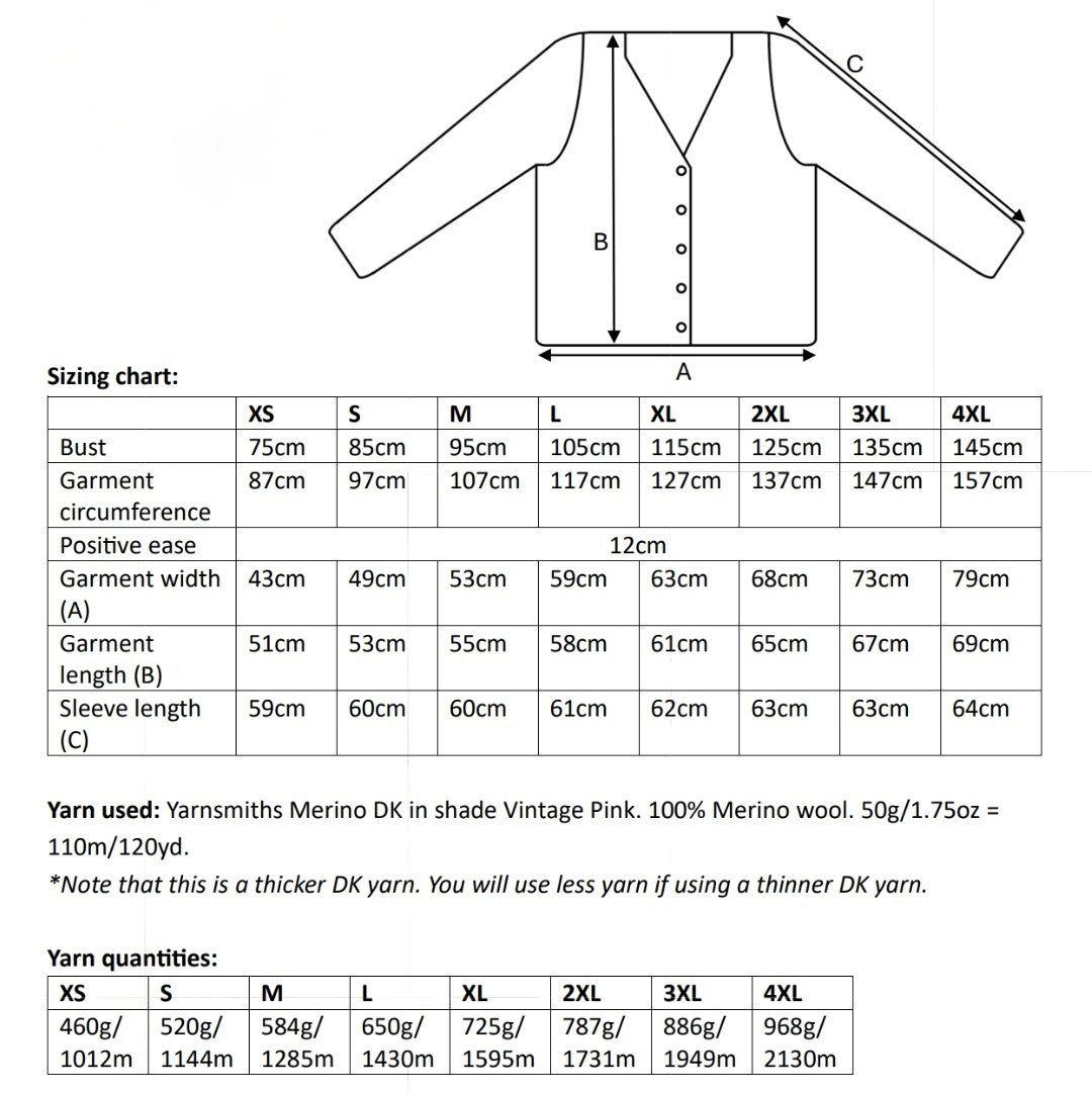 Lunar cardigan crochet pattern - Downloadable PDF