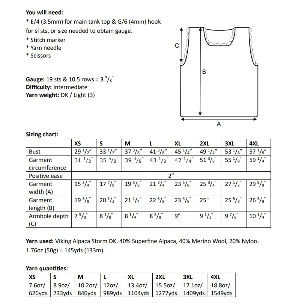 Workday Tank top crochet pattern - Downloadable PDF