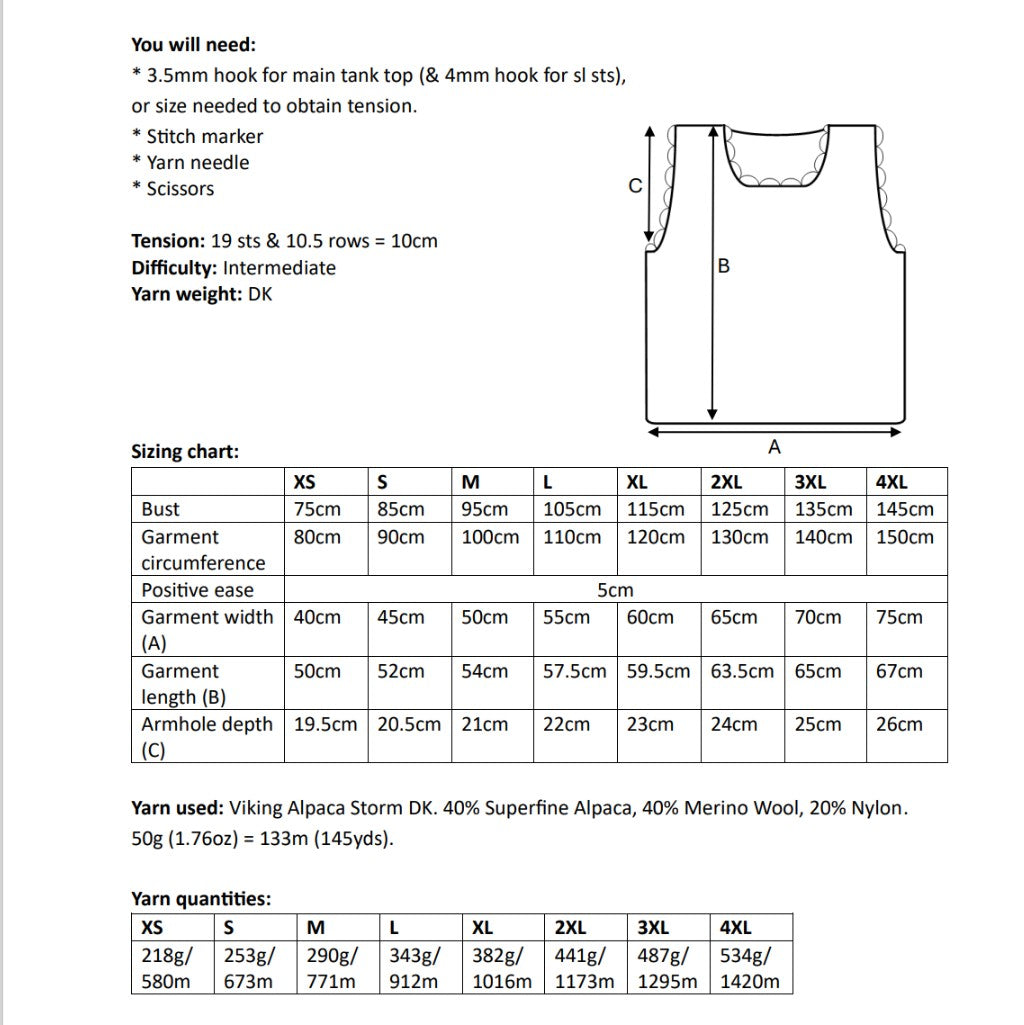 Workday Tank top crochet pattern - Downloadable PDF