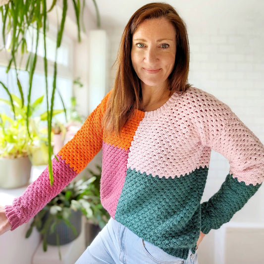 Patchwork jumper crochet pattern - downloadable PDF